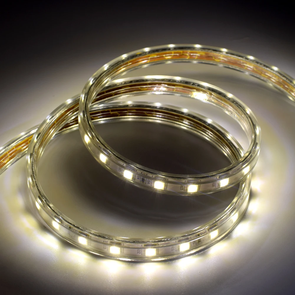 Дешевые 2 м SMD светодиодные полосы 5050 Водонепроницаемый AC 220 V 230 V 240 V cutable светодиодный гибкий фонарь лента Диодная лента ЕС Великобритания вилка лента Рождество