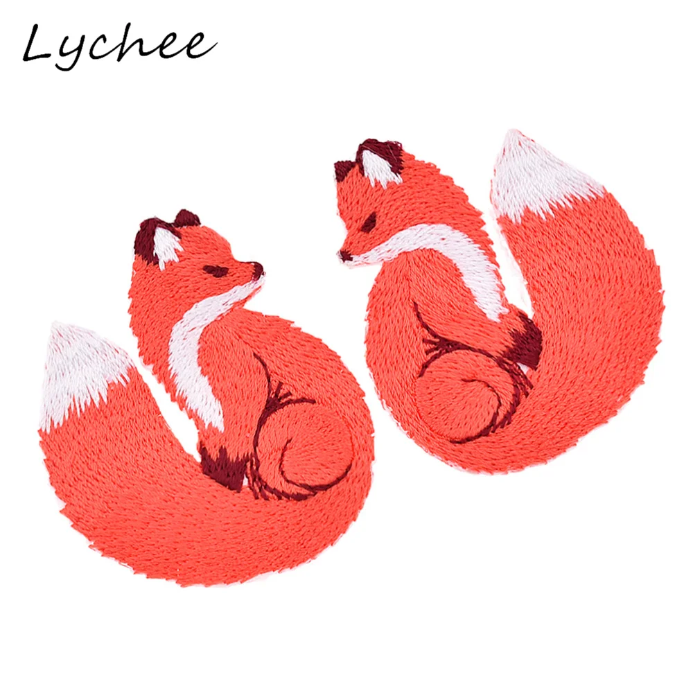 Lychee симметричная вышитая животная красная лиса термоклейкая нашивка для одежды