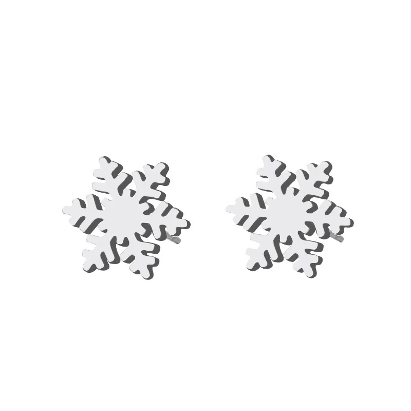 Silver Каканы серьги-гвоздики из нержавеющей стали для женщин и мужчин, снежного золотистого и серебристого цвета, ювелирные изделия для влюбленных на помолвку, Прямая поставка - Окраска металла: Silver
