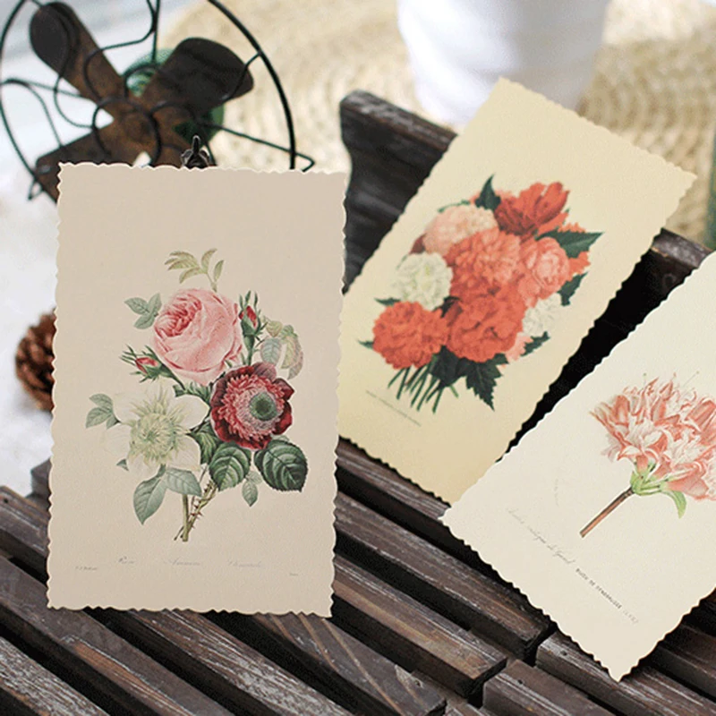 30 шт./кор. винтажная открытка с изображениями цветов поздравительная сделай сам