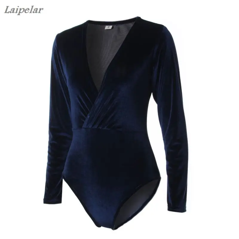 Бархатный облегающий боди с длинным рукавом Осенний женский сексуальный