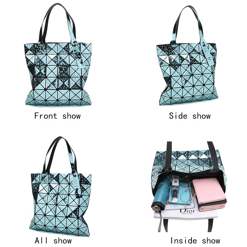 Women Bag Folded Ladies luxury Handbag Bags Designer Laser Shoulder Geometric Plaid Tote bolsos mujer For Female | Багаж и сумки
