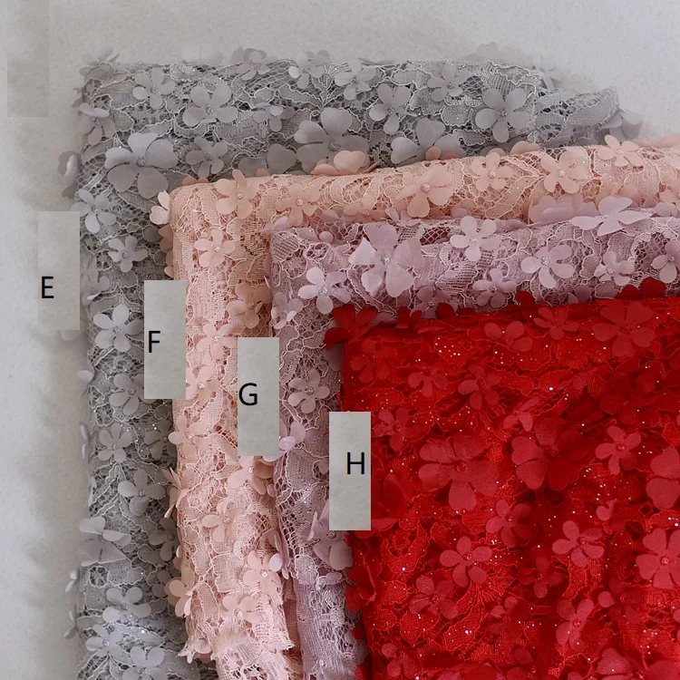 DIY Высокое качество вышивка кружева ткань 3D цветок эластичное платье Свадебные