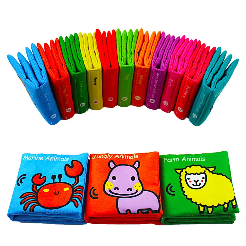 Детская книга из радужной ткани развивающие игрушки моющиеся мягкие книги для