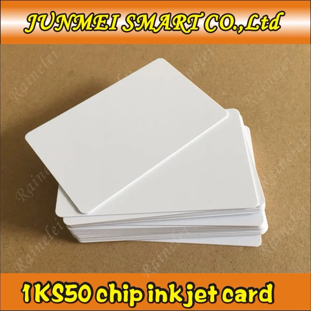 50 шт. пластиковые белые ПВХ карты для струйной печати с S50 ISO RFID принтера Epson Canon|card