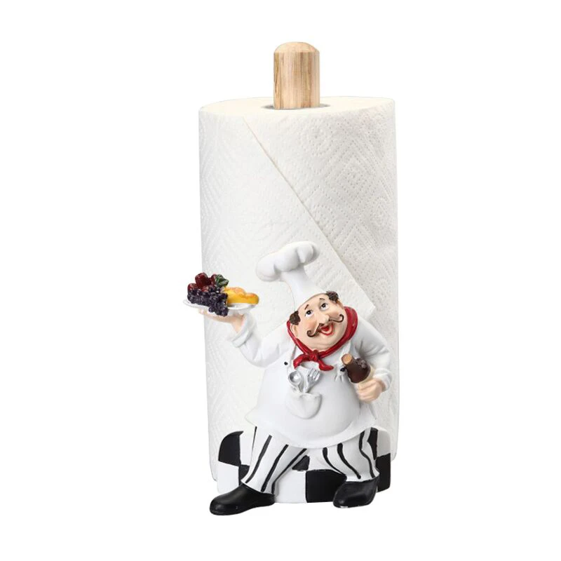 

Kitchen Seat Type Paper Tissue Rolls Holder Box Dinning Room Chef Human Resin Crafts Tissue Canister Home Decoration R2015