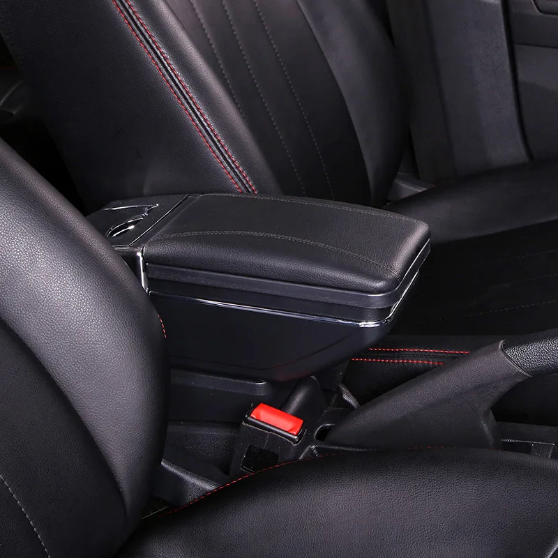 A Style All Black Для hyundai Accent RB Solaris 2012- подлокотник двойной слой вращающийся из искусственной кожи центральный магазин содержимое коробка с USB - Название цвета: A Style All Black