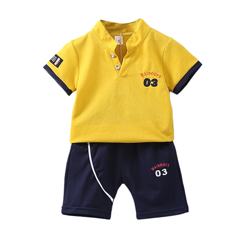 Комплект летней одежды для маленьких мальчиков хлопковая футболка с коротким