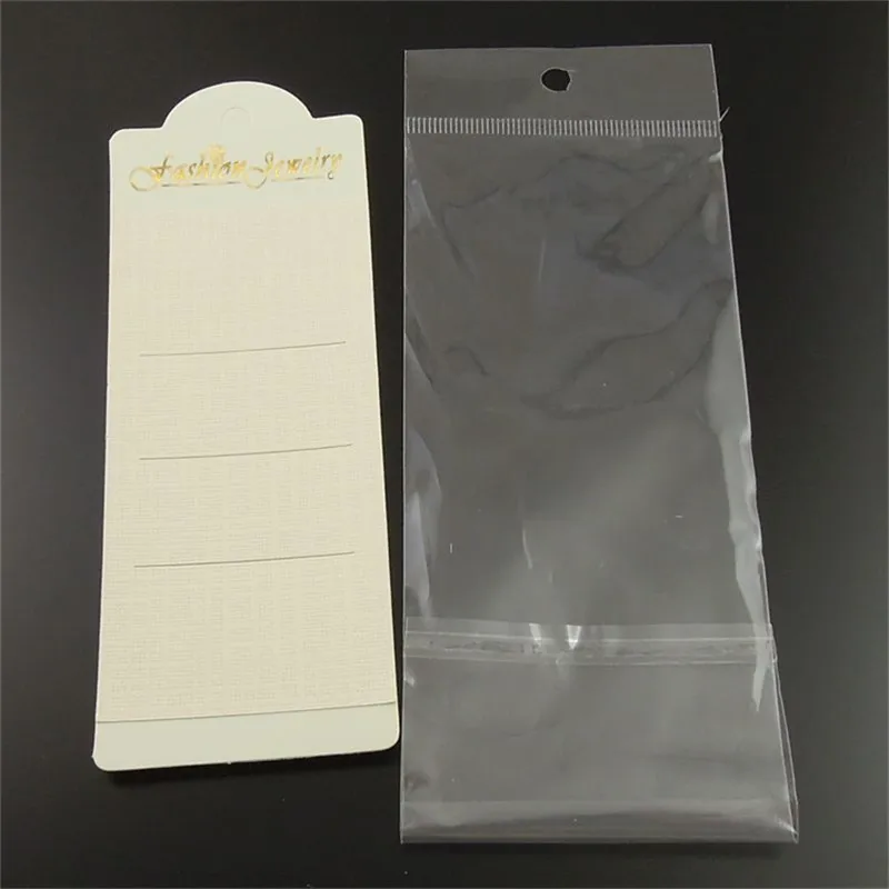 

100 Pieces-Pack Jewelry Case Paper Earrings Necklace Display Hanging Card with Plastic Bags 36891