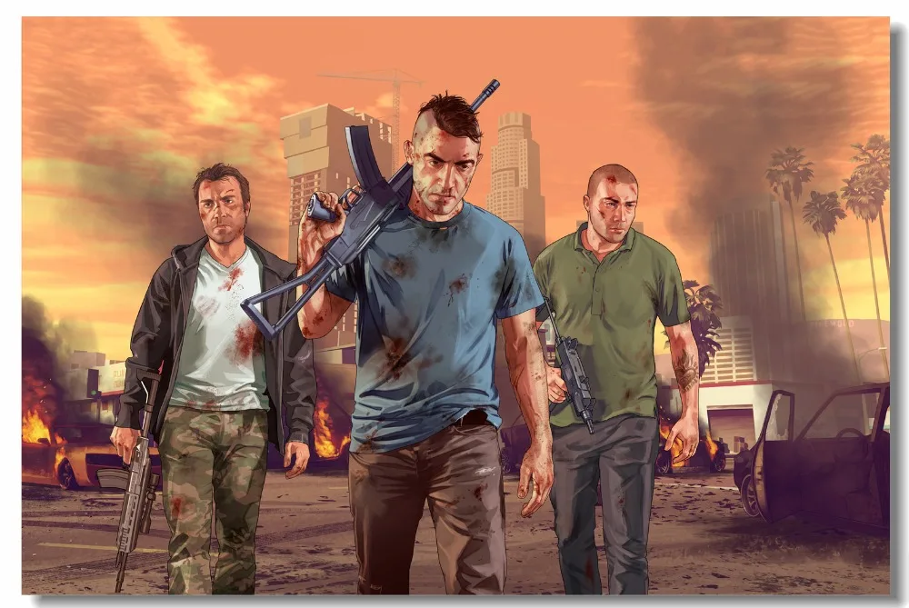 Настенная картина на заказ видеоигра GTA 5 постеры и принты Grand Theft Auto V Niko Bellic Trevor