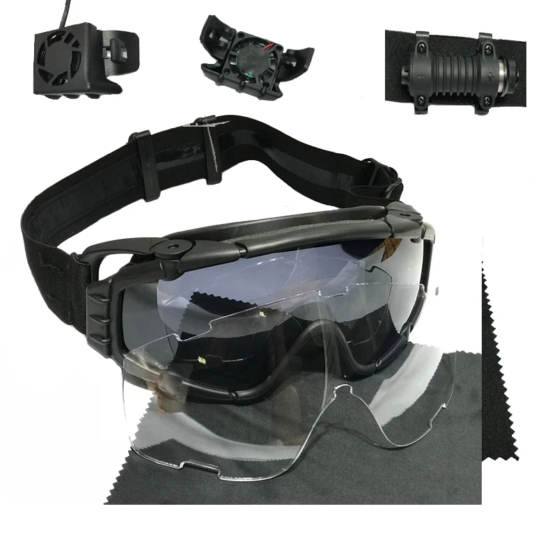 TAK YIYING Tactical Ballistic Anti-fog Goggles with Fan Anti-dust Outdoor Airsoft Paintball Helmet Goggles