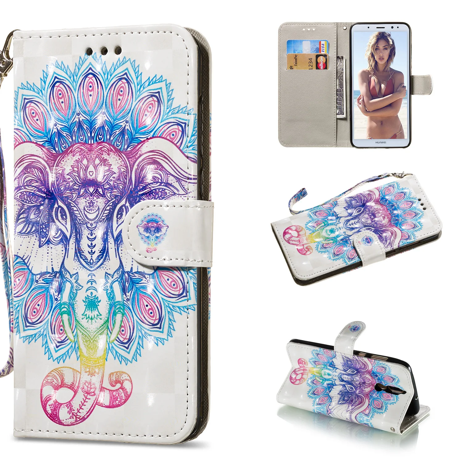 Кожаный флип-чехол с бумажником Wolf для Samsung Galaxy A6 A7 A8 2018 Note 9 8 A920 A720 J710 A3 A5 2017 S7 S8 S9 S10