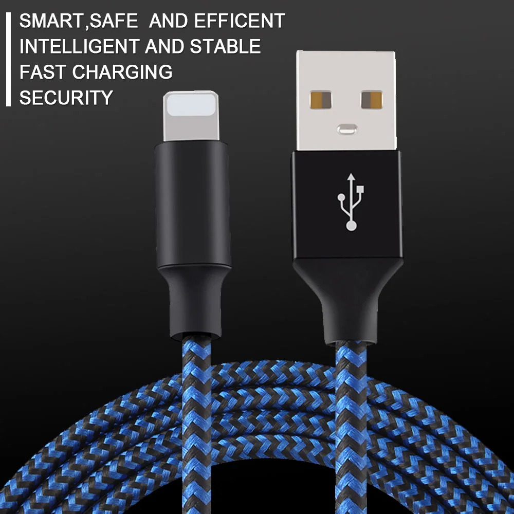 Нейлоновый шнур для быстрой зарядки 8 Pin IPhone X XR 7 6 XS Plus IPad Mini IOS 9 10 Lighting зарядный