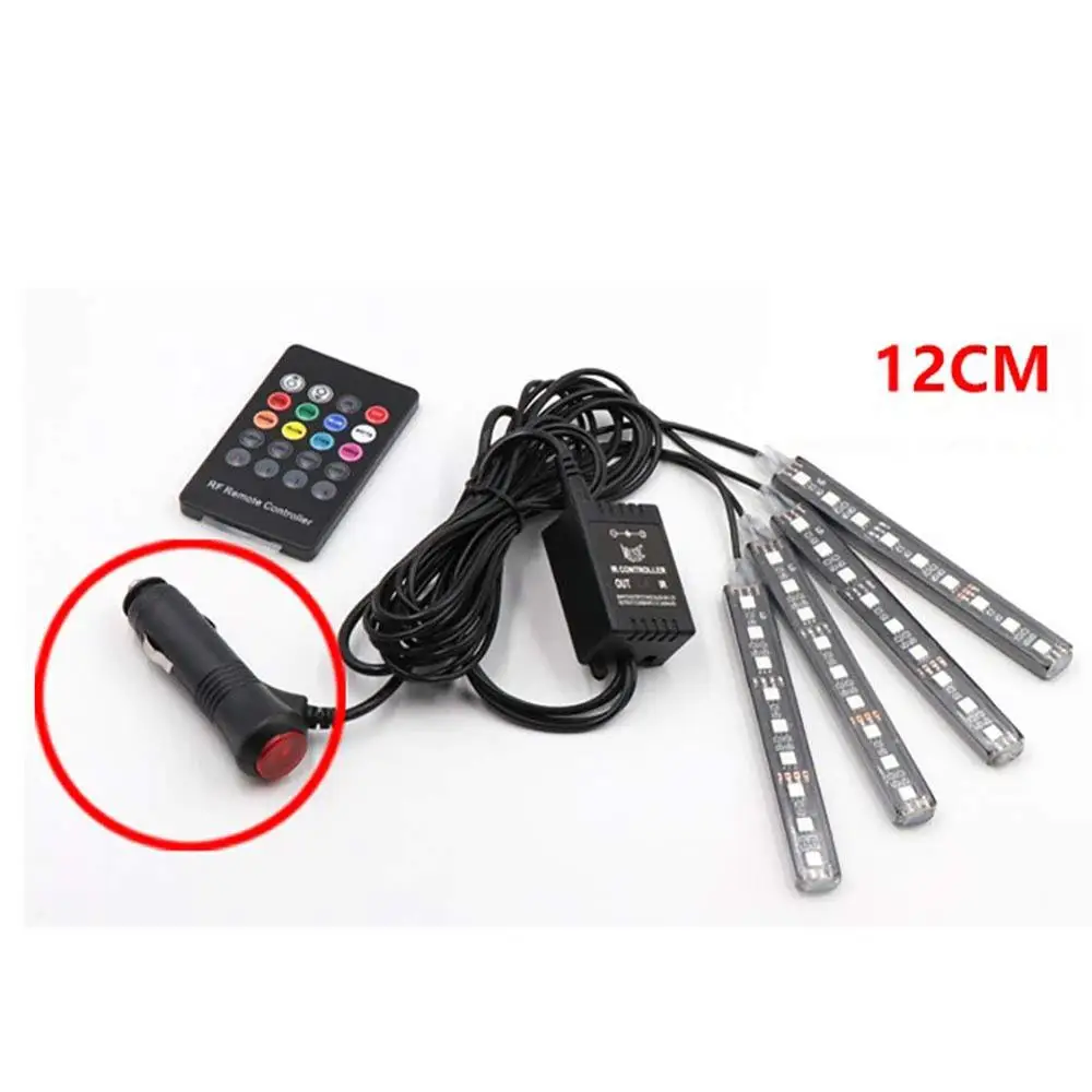 9LED Voice Control 4 шт автомобилей RGB Светодиодные ленты 5050 светло светодиодный свет 8 цветов стайлинга автомобилей декоративная лампа салона стопы света с дистанционным - Испускаемый цвет: 9LED Voice Control