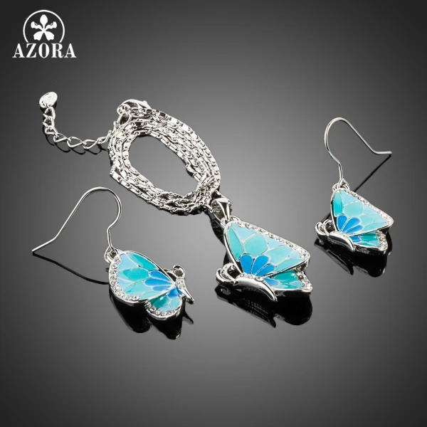 Азора белого золота Цвет Stellux бабочка с австрийскими кристаллами висячие серьги