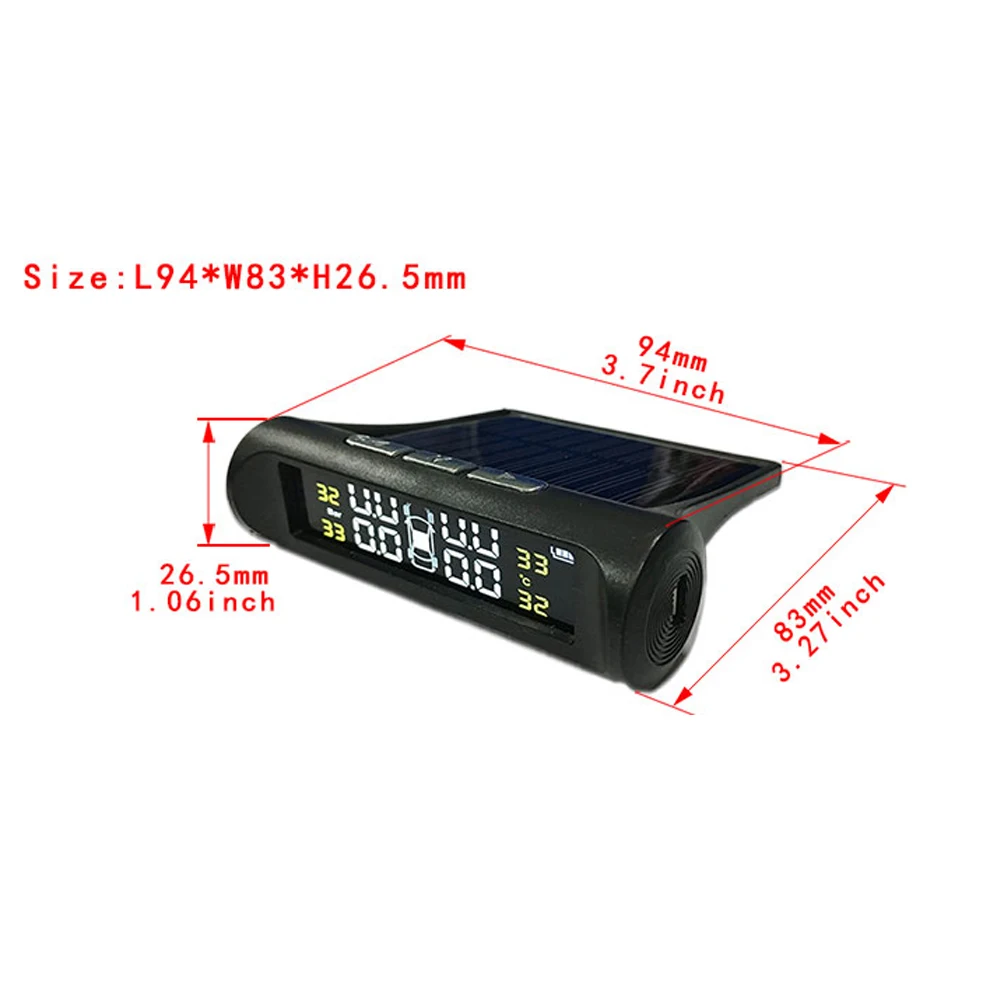 Hipppcron датчик давления в шинах, система мониторинга, внутренний/внешний Tpms автомобильный Предупреждение предупреждение о температуре, зарядка от солнечной энергии