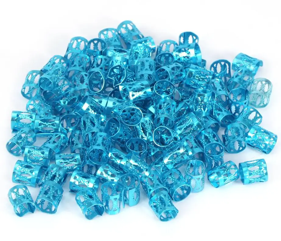Blue 100 шт./пакет красочные бусины для косичек оплетка для волос кольца манжеты для укладки инструменты для волос Плетение аксессуары для дредов - Цвет: Blue