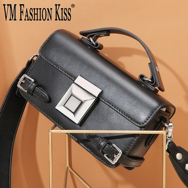 Новая высококачественная Женская сумочка VM FASHION KISS из натуральной кожи черная