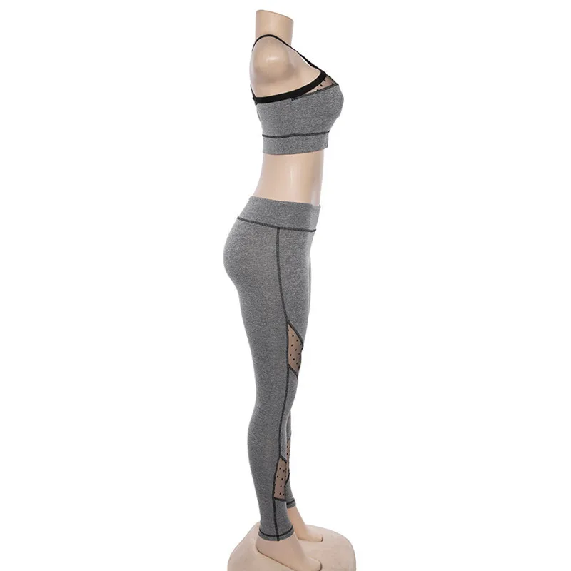 Ensemble Femme, комплекты спортивной одежды для йоги, крест-накрест, одежда для активного отдыха, топ в горошек, спортивная одежда, Женский комплект, бесшовные леггинсы, комплект для фитнеса