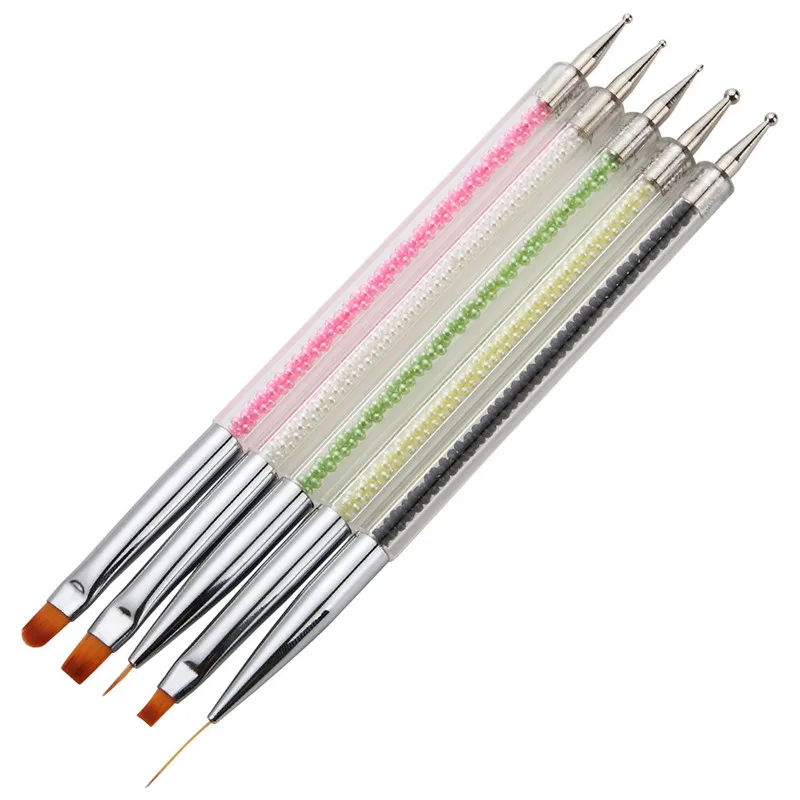 5 шт 2-сторонний акриловый УФ гель для ногтей кисть Лаковая ручка 2017 Топ продажа |