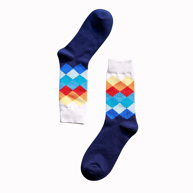 Разноцветные мужские носки цветные с бриллиантами хлопковые высококачественные