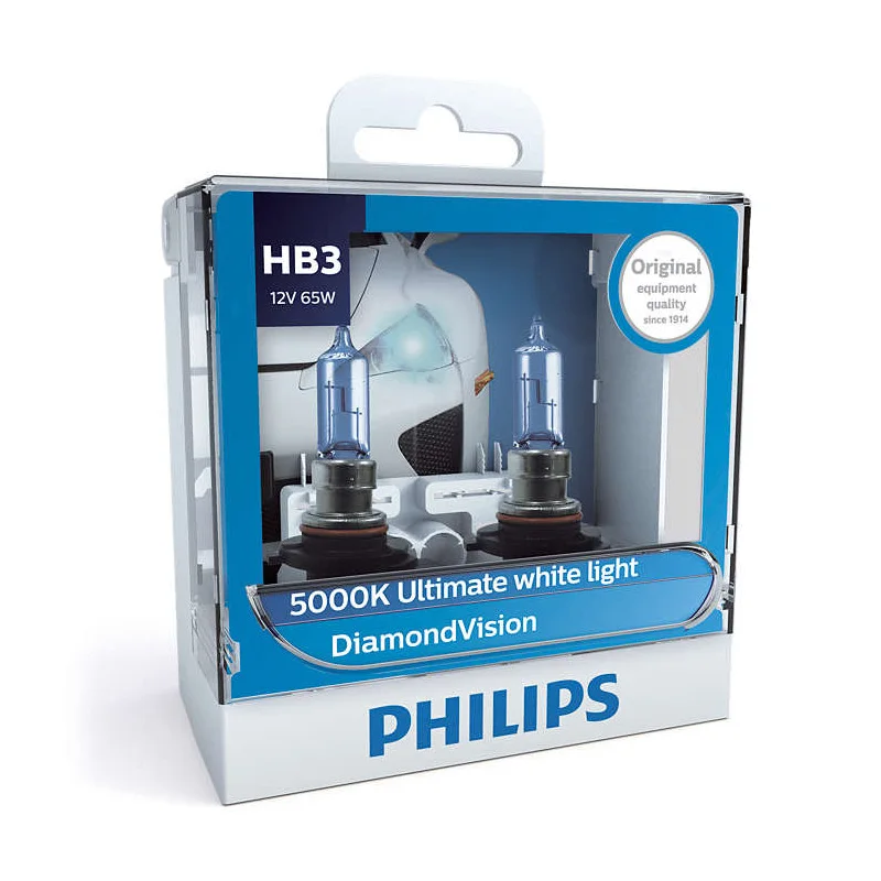 2X Philips H1 H4 H7 H8 H11 HB2 HB3 HB4 9003 9005 9006 12V Diamond Vision 5000K супер белый галогенные лампы авто фары противотуманные лампы