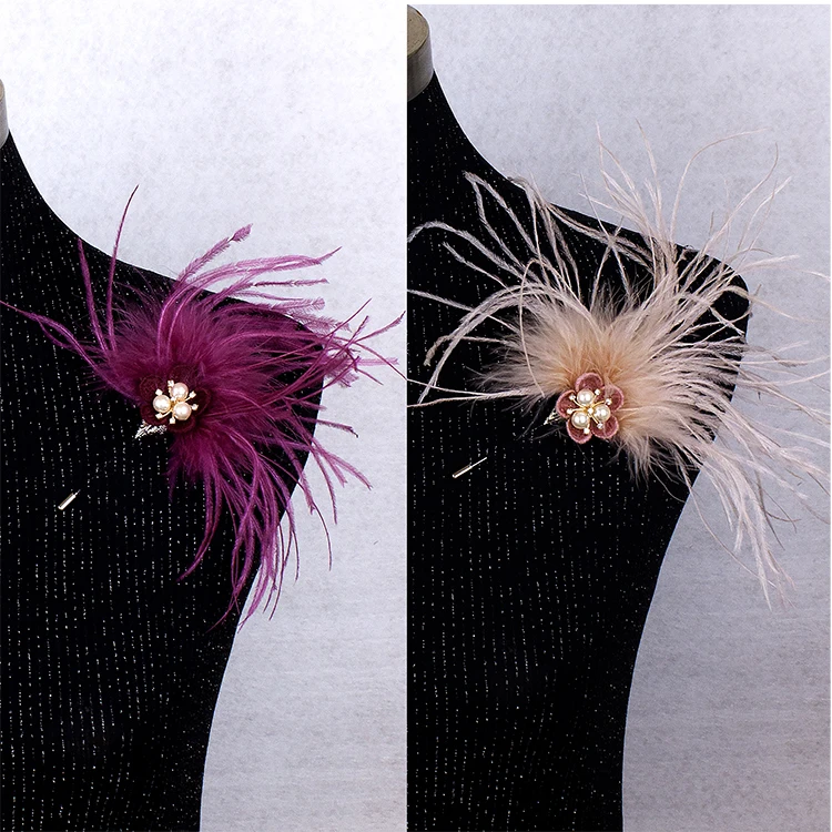 Original Europe and America Exaggerated Feather Brooch Luxury Coat Accessories Word |