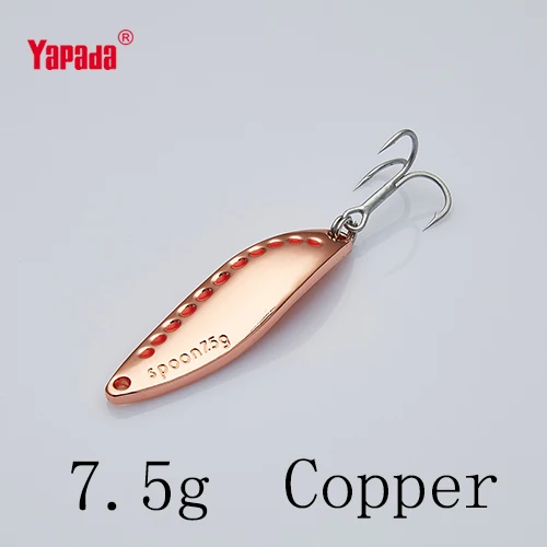 Copper 7 5g YAPADA ложка 014 пиявка Новинка 7,5 г/45 мм 15 г/55 мм тройной крючок металлическая ложка разноцветные рыболовные приманки - Цвет: Copper 7 5g
