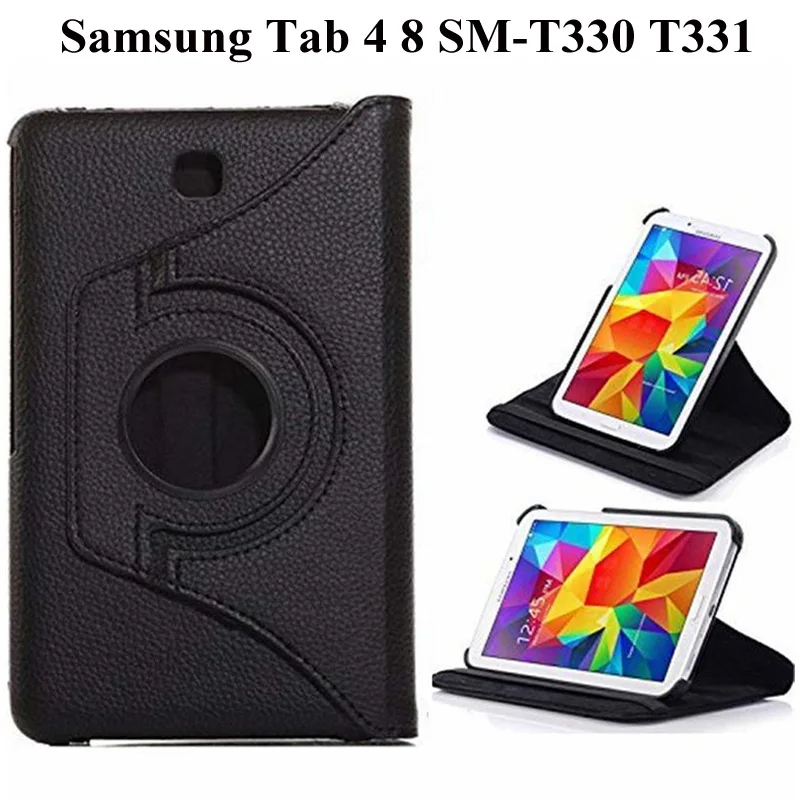 Чехол-книжка из искусственной кожи с поворотом на 360 градусов для samsung Galaxy Tab 4 8,0 SM-T330 T331 T335 Tab4 чехол на планшет 8 дюймов+ пленка+ ручка