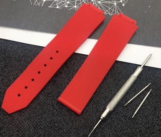 Red strap Ремешок для часов Hublot ремешок Женский резиновый ремешок водонепроницаемые часы с силиконовым корпусом аксессуары 15*21 мм ремень 18 мм Пряжка Инструменты - Цвет ремешка: Red strap
