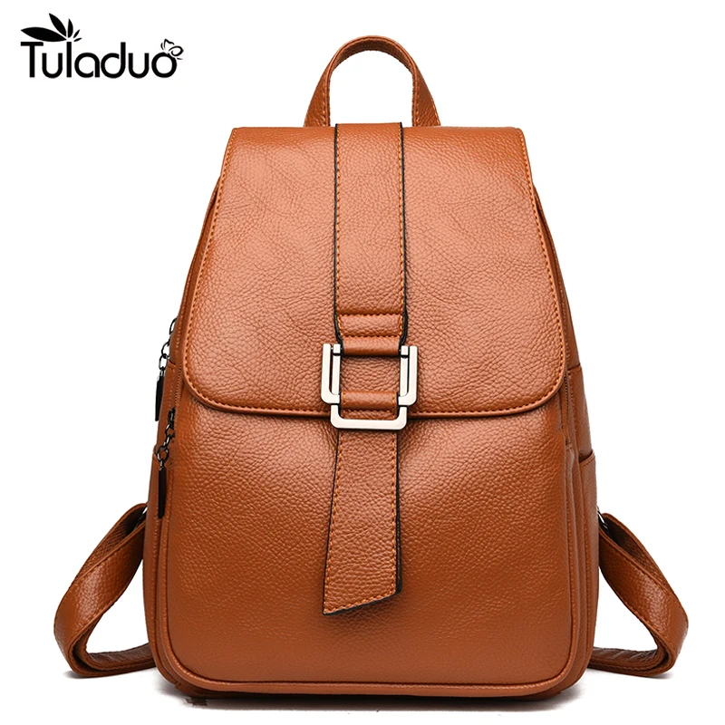 

New Multifunction Women Backpack Pu Leather Casual Style Black Pack Large Capacity Travel Bag Female Rucksack Shoulder Bag