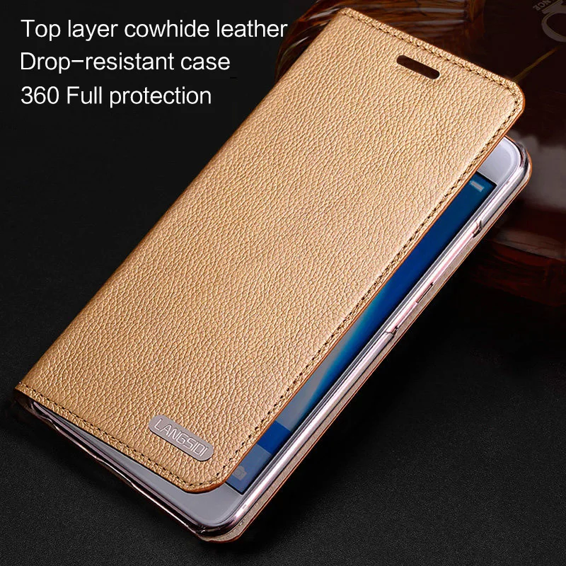 

LANGSIDI leather litchi texture Flip case For Samsung Galaxy A50 A70 s21 A30 a51 a71 s10e a7 18 2018 s20 ultra card stand cover