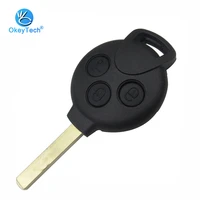 okeytech 3 button remote car key shell replacement cover uncut blade for benz smart city coupe cabrio crossblade fortwo roadster