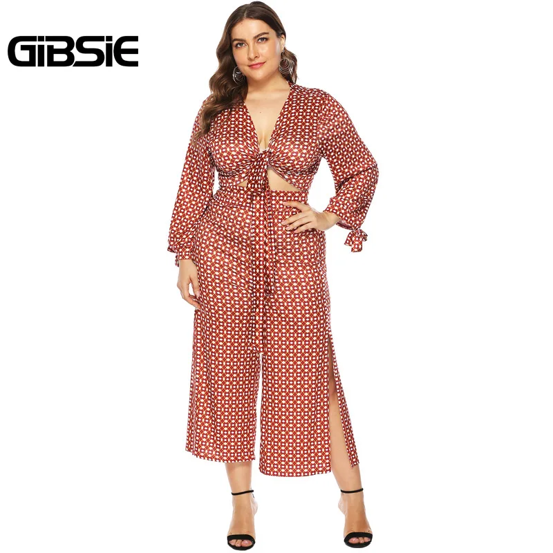 Женский комплект из топа и брюк GIBSIE повседневный двух предметов с v образным