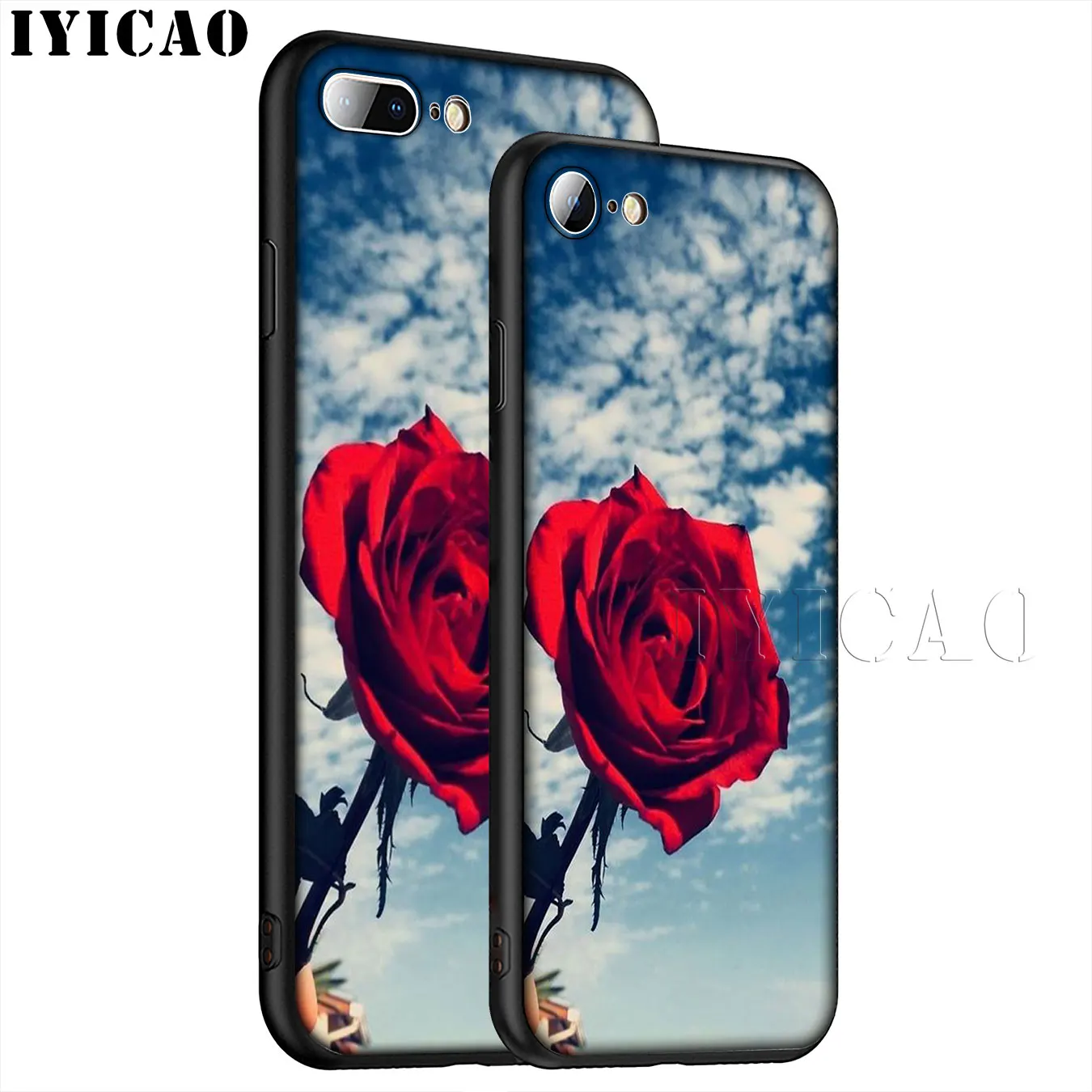 IYICAO Rose flower Soft Silicone Phone Case for iPhone XR X XS 11 Pro Max 6 6S 7 8 Plus 5 5S SE 10 TPU Black Cover |