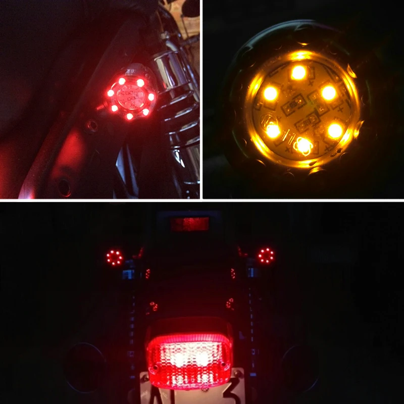 

4 Pcs 12V Universal Motorcycle Bullet Turn Signal Tail Brake Light 6 LED Indicator Amber Lamp For Harley Chopper Cruiser