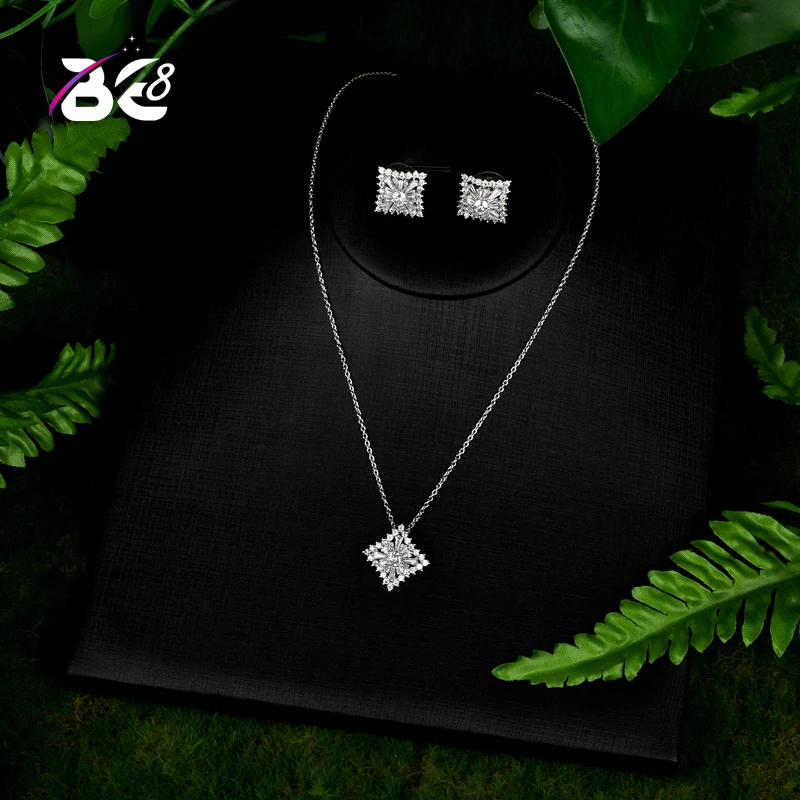

Be 8 Clear AAA Cubic Zircon Small Square Wedding Jewelry Set Gift for Women Fashion Jewelry Bijoux Femme S104