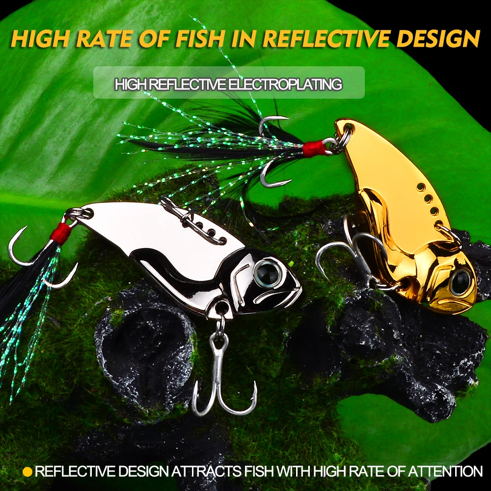 

1PC Metal VIB Fishing Lures 7g/11g Spinner Spoon Crankbait Silver/Gold Vivid Vibrations Bass Artificial Hard Lure Tackle
