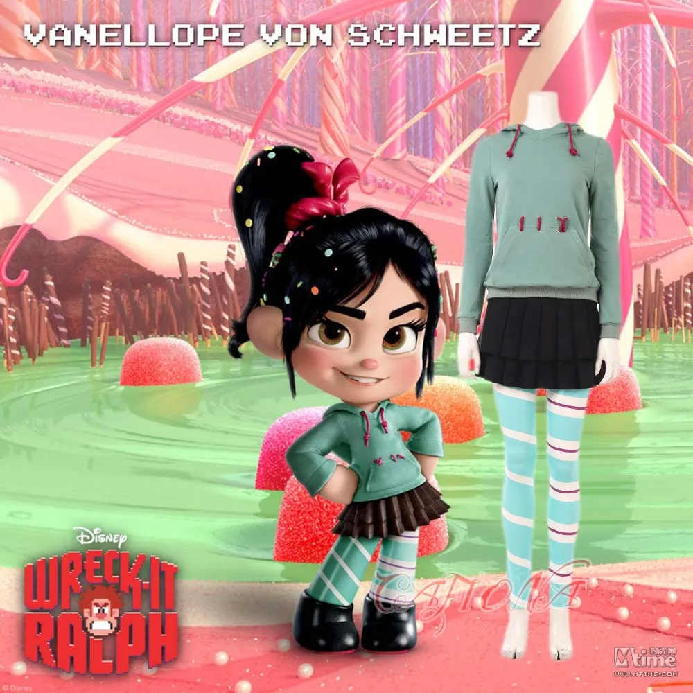 Костюм для косплея Хэллоуин из аниме It Ральф Vanellope von Swiss комплект сахарной