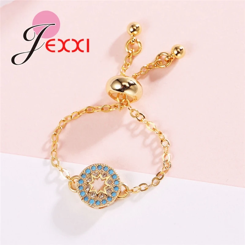 High Quality 24k Gold Polychromatic Zirconia Classic Eternity Hollow Round Female Festival Birthday Accessories Rings | Украшения и