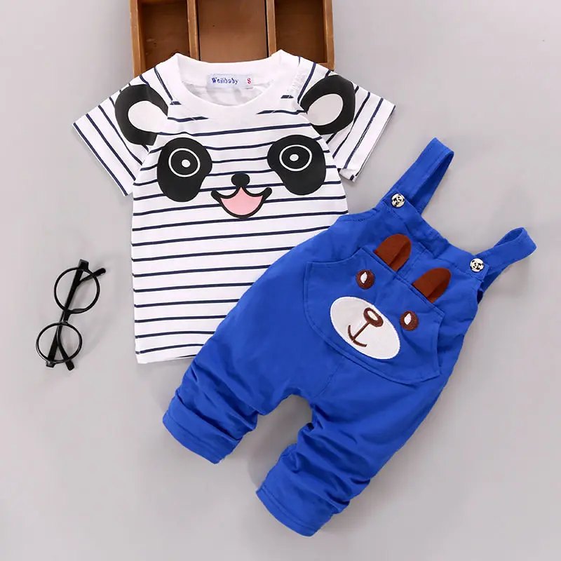 Toddler Infant Newborn Summer Baby Girls Boy Clothes Short Sleeve Bear Overalls Suit Outfits 2pcs | Детская одежда и обувь