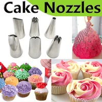 6pcs nozzle icing piping pastry tips sugarcraft cakes decorating set baking tools for fondant cake tools