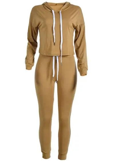 Starlist Женская Повседневная drawsting хлопка с длинным рукавом костюмы Короткие топы