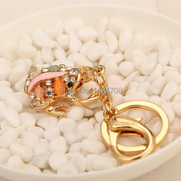 Fashion Frog Key chain Keyring Holder Gold-plated Rhinestone Keychains Girls Gift Free Shipping Wholesale Lots | Украшения и