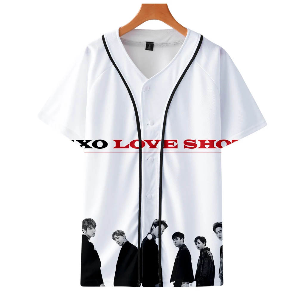 Бейсбольные футболки EXO Love Shot с 3D принтом для мужчин и женщин модные летние