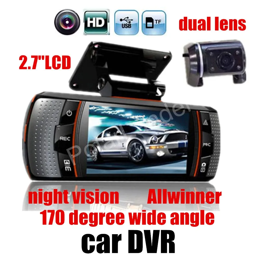 Популярный автомобильный видеорегистратор A1 HD 2 7 дюймовый ЖК экран DVR с двойной