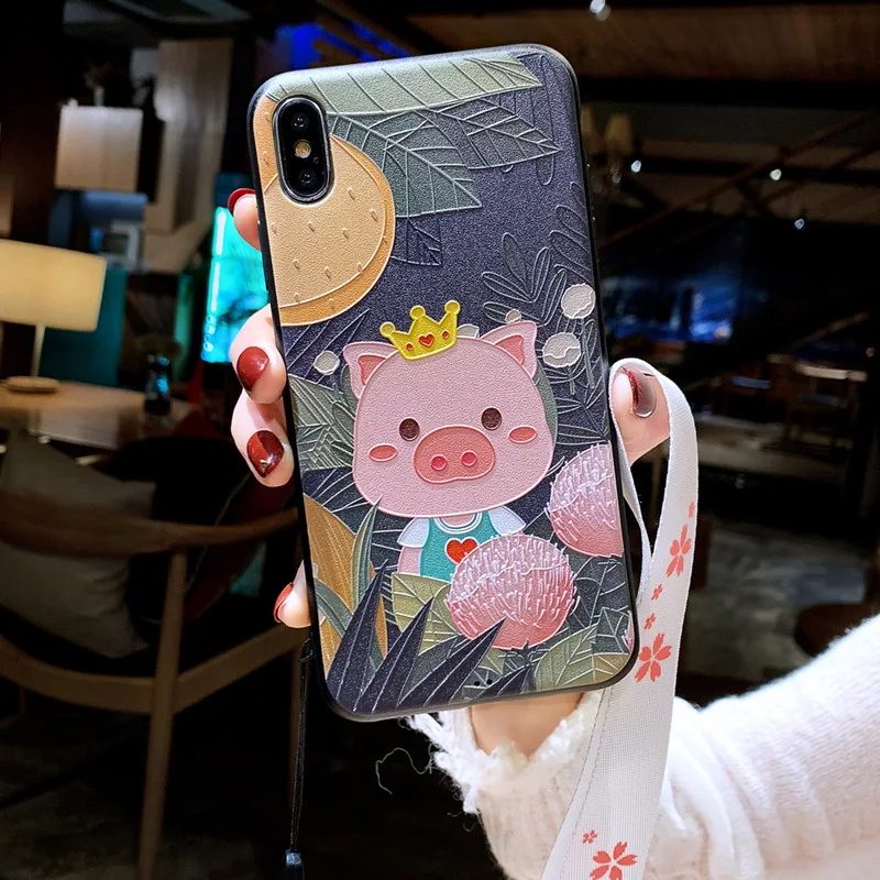 Милый рельефный чехол для Iphone XS MAX XR X телефона 6 6s 7 8 Plus | Мобильные телефоны и
