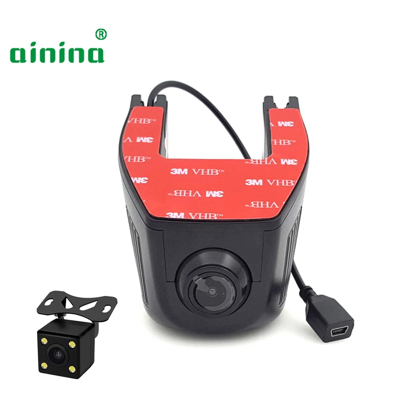 

Автомобильный видеорегистратор Ainina, универсальный скрытый WiFi видеорегистратор с камерой заднего вида