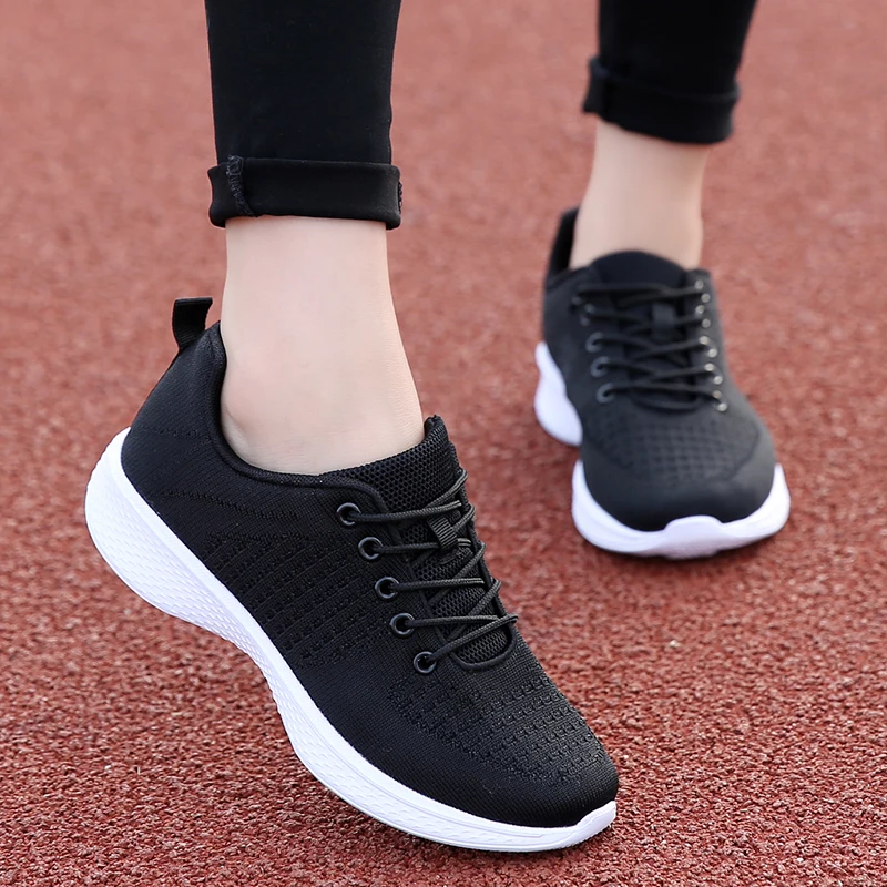 Белая беговая Обувь для женщин уличные дышащие кроссовки женские спортивные