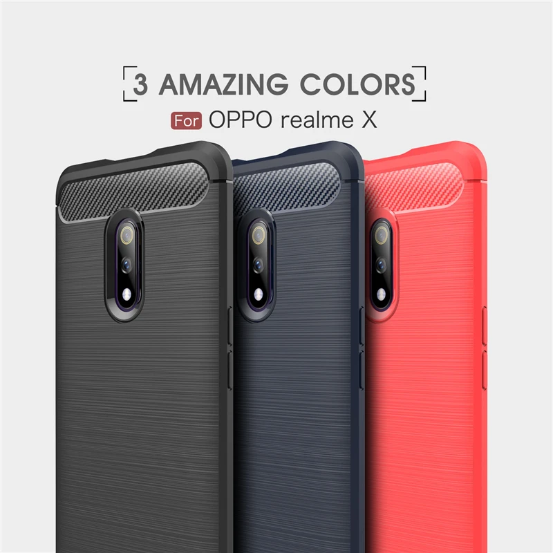 Чехол Oppo Realme X противоударный резиновый силиконовый чехол бампер из углеродного